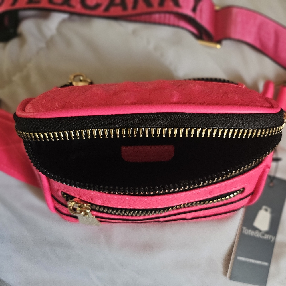 Hot Pink Crossbody Bag with Gold Hardware